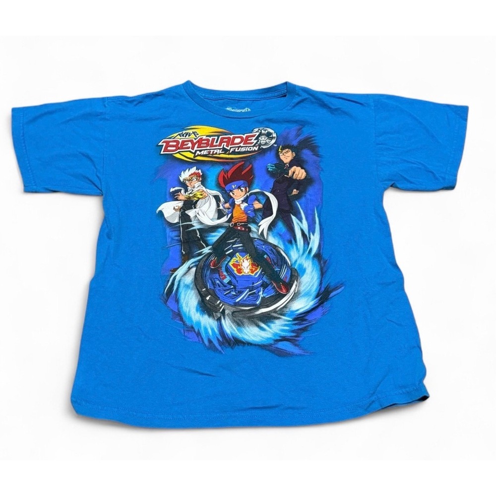 Beyblade Metal Fusion Youth T-Shirt Size 18/20 Blue Anime Graphic Tee